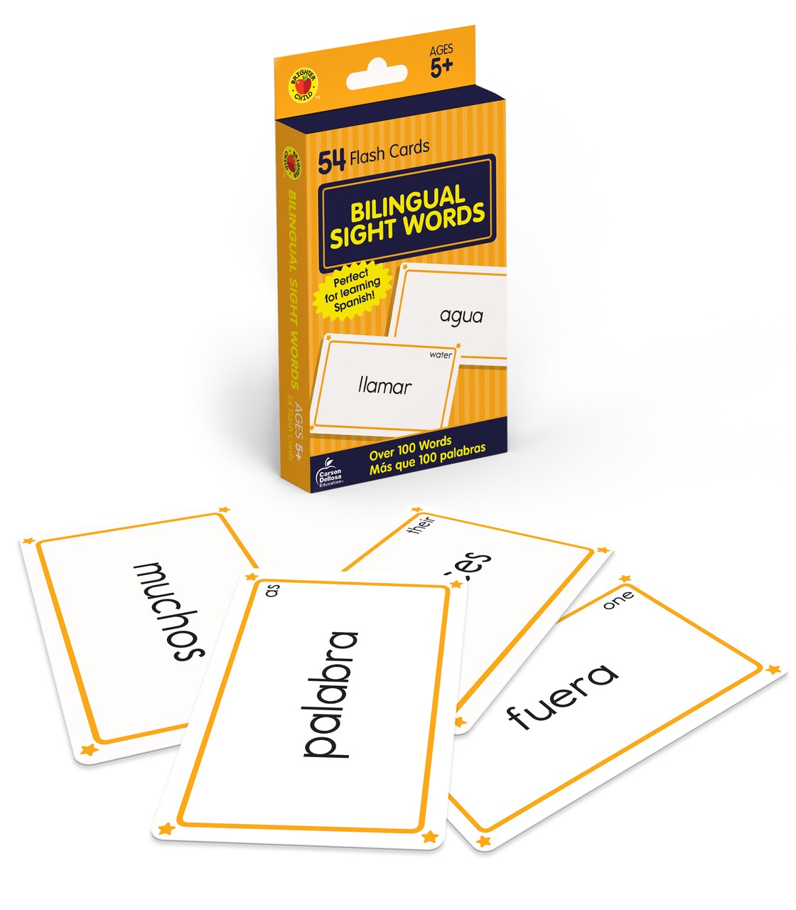 Carson Dellosa Bilingual Spanish Sight Words Flash Cards Kindergarten, Spanish and English Flash Cards With Basic Sight Word Vocabulary for Kindergarten, 1st Grade, Spanish Games Ages 5+ (54 Cards)
